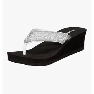 59.-   Ampeo Women's Wedge Sandals Rhinestone Thong Platform Flip Flops